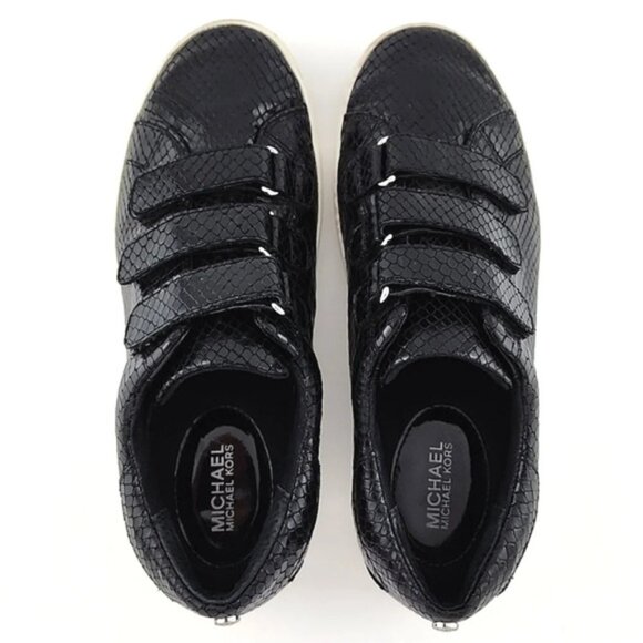 Michael Kors MK Women's Sneaker Shoes Black Reptile Texture 3 Straps Size 5M - Picture 4 of 14